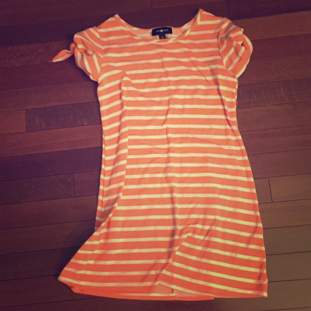 Pink and white striped dress for kids